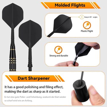 Набір сталевих дротиків Steeldarts (3 шт) з латунними барелями 23г, сталевими голками, футляром та заточувачем для сизалевих мішеней