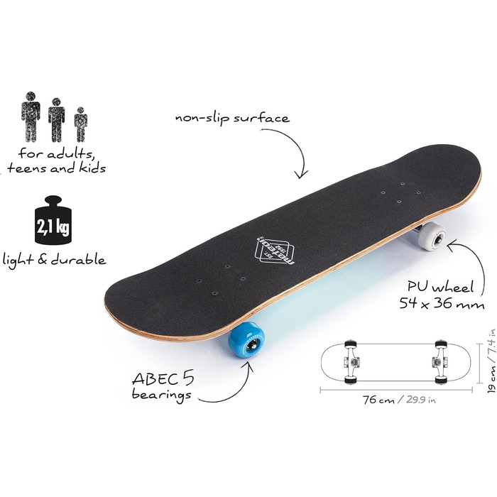 Дитячий скейтборд з дерева Meteor Mini Cruiser, ретро, для хлопців