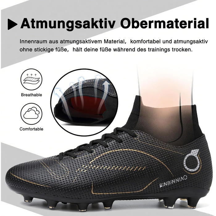 Футбольні черевики для чоловіків Madame Großer Junge, білі Tf (35 EU, чорний Ag)