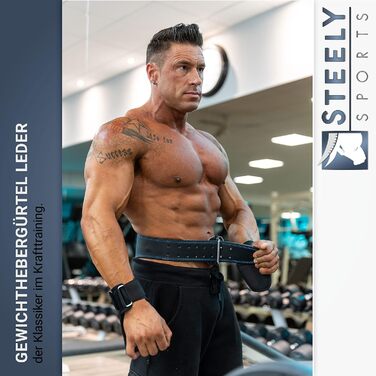 Шкіряний пояс Steely Sports для важкої атлетики та бодібілдингу, чоловічий, для тренувань та фітнесу