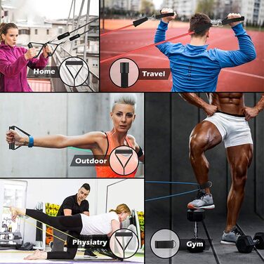 Набір еластичних стрічок для фітнесу Aoory з ручками, петлями для ніг та фіксатором для дверей (11 шт.) для комплексних тренувань, йоги, пілатесу та фітнесу