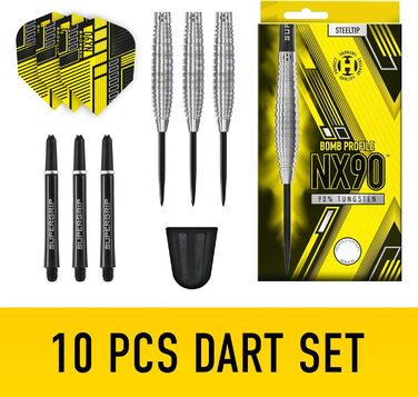 Професійні дартси Harrows NX90 Bomb & Parallel, 90% вольфрам, з чорним Supergrip, набір 10 шт, різна вага