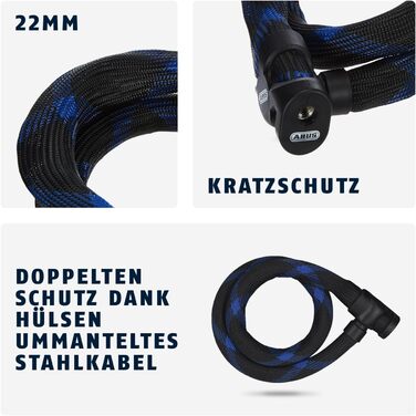 Замок тросовий ABUS Ivera Steel-O-Flex 7200, сталевий броньований трос, рівень безпеки 7