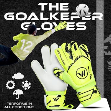 Воротарські рукавички WESTWOOD FOX Fingersave для дітей та підлітків. DumboLatex, 4+3 мм, GELB-WEIß, розмір 6 (8-10 років)