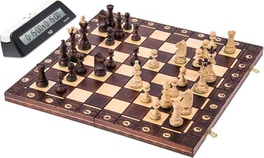 Шаховий набір Square S1: дерев'яна дошка Senator LUX + шаховий годинник DGT 1001