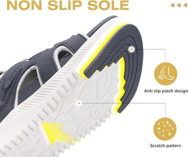 ONCAI Легкі сандалі для жінок, спортивні трекінгові сандалі з підтримкою стопи та ортопедичною устілкою для Plantar Fasciitis, регульовані ремінці, розміри 36-43 (43 EU, сірий та білий)