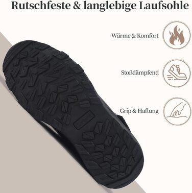 Зимові черевики для жінок, зимові чоботи, утеплені снігові чоботи, трекінгові черевики для хайкінгу, чорний колір, розмір 38 EU