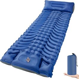 Килимок для кемпінгу MEIJO Isomatte самонадувний, ультралегкий з насосом, товстий для відпочинку на природі, намету, пляжу, блакитний & сірий