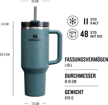 Термокружка Stanley Quencher H2.0 Flowstate з трубочкою 1.2 л, нержавіюча сталь, тримає холод 11 годин, зберігає лід 48 годин, термочашка BPA Free, підходить для посудомийної машини