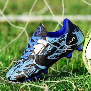 Дитячі футбольні бутси Low Top для хлопчиків. Професійні футбольні бутси, тренувальні бутси з шипами. Дитяче спортивне взуття, розмір 34 EU, блакитні.