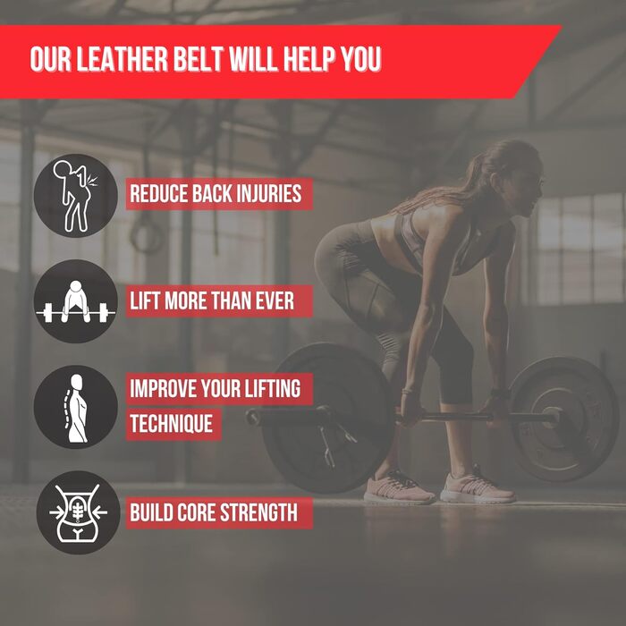 Шкіряний пояс для важкої атлетики Lift Tech Fitness 10,2 см, універсальний для жінок і чоловіків, для присідань, станового тягу, пауерліфтингу та силових тренувань