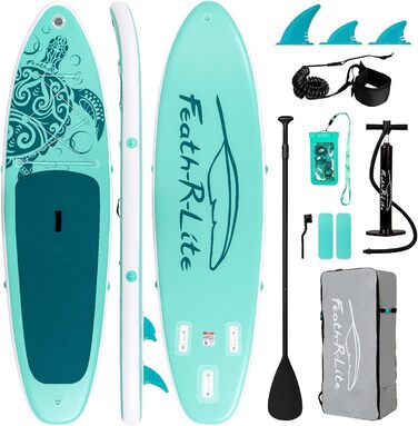 Надувна SUP-дошка FEATH-R-LITE для дорослих, ультралегка, широка та стійка, з аксесуарами: весло, сумка, насос