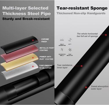 Климмер для дверей Klimmzugstange, 69-92 см, тренажер для дому, фітнесу, верхньої частини тіла, з неслизьким покриттям
