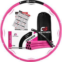 Хула-хуп обруч GATE FITNESS для дорослих та дітей | 1.2-2 кг | 6-8 сегментів | Фітнес-обруч з піною Pink-Schwarz