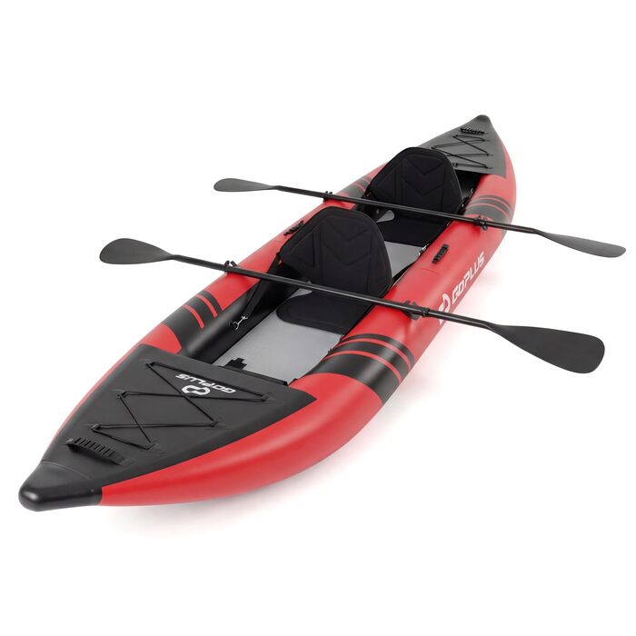 Надувний каяк COSTWAY на 2 особи з алюмінієвими веслами, EVA-сидінням, насосом та ремкомплектом, червоний