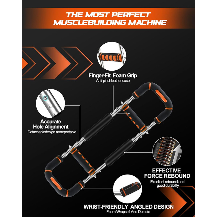 Тренування рук Twister: 6 рівнів навантаження (30-50 кг/30-150 lbs), портативний тренажер для грудних м'язів, знімний дизайн. Ідеально для дому, офісу та подорожей. Червоний (30-100 lbs, 30-70 lbs)