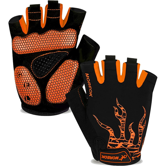 Велосипедні рукавички BIKINGMOREOK для чоловіків та жінок, дихаючі, з амортизацією, неслизькі, MTB, Mountainbike, Unisex (Помаранчевий, S)