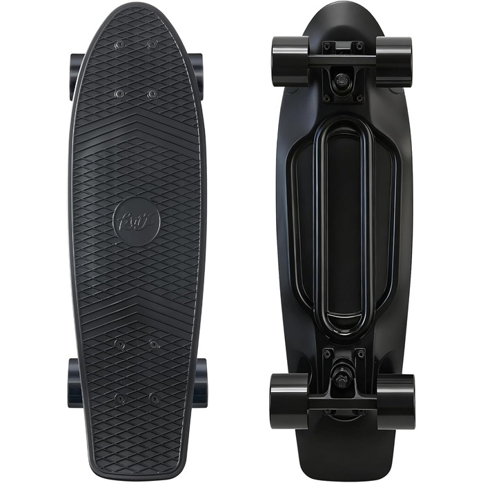 Скейтборд KMX Classic Mini Cruiser 22/27 дюймів для дітей, підлітків та дорослих. Алюмінієві осі, підшипники ABEC-9, колеса 60мм (Чорний)
