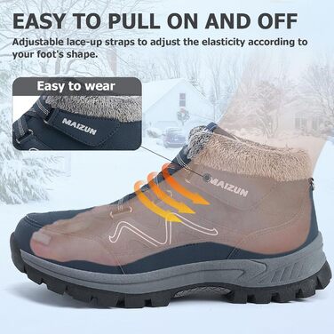 Чоловічі зимові черевики, теплі, з хутровою підкладкою, легкі, водостійкі, зручні, до щиколотки, для хайкінгу (39.5 EU, Синій)