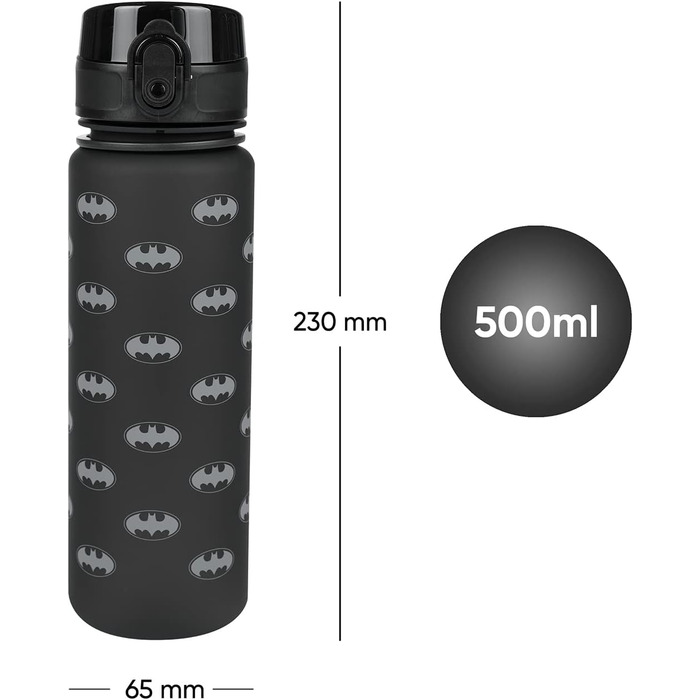 Дитяча пляшка для води Baagl Tritan 500 мл з логотипом Batman, непротікаюча, для школи та спорту