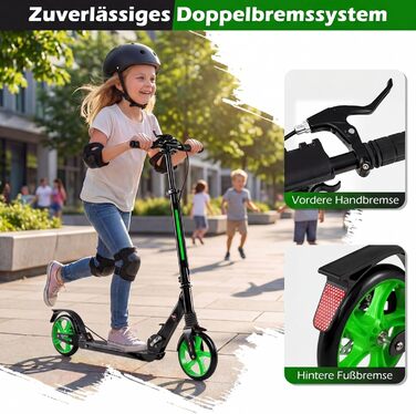 COSTWAY Розкладний самокат для дітей та дорослих, зелений, з дзвіночком та підставкою, до 100 кг