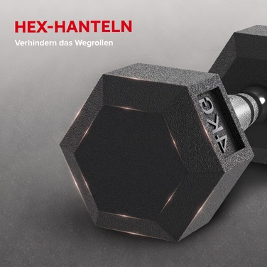 Набір гантелей Hexagon, 2 шт. з рифленими ручками, набір коротких гантелей з чавуну, 2 x 4 кг, гантелі для чоловіків та жінок, для дому, фітнес-клубу, силових тренувань