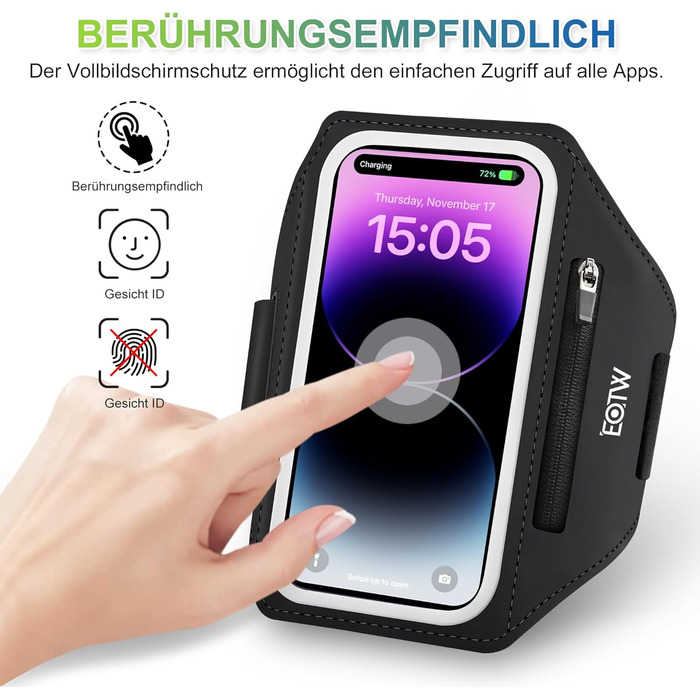 Спортивний браслет EOTW для телефону та AirPods: зручна фіксація на руці, сумісний з iPhone, Galaxy та MP3-плеєрами (5.5'-6.0')