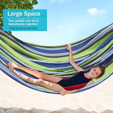 Гамак для відпочинку на природі: Outdoor, для кемпінгу, з дерев'яною перекладиною, ременями кріплення та сумкою. Підходить для дому, балкону, тераси, саду, подорожей з рюкзаком (світло-зелений)