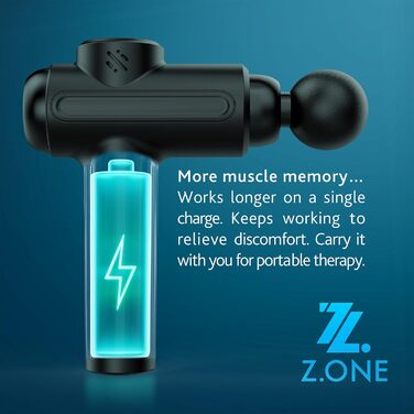 Масажер для м'язів Z.ONE Tiefengewebemassagepistole: глибокий масаж, 4 насадки, USB-C, для спини, ніг, шиї, плечей, всього тіла