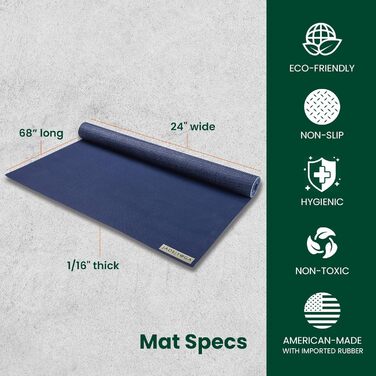 Йога-мат Jade Yoga Voyager 1,6 мм, темно-синій, портативний килимок для йоги, екологічний каучук