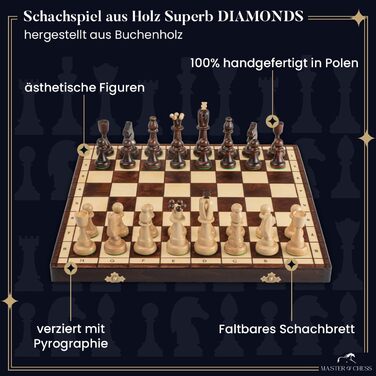 Шахи Master of Chess Superb Diamonds 42 см – дерев'яні, ручна робота, європейські, популярна модель