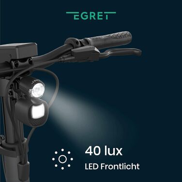 Електросамокат Egret Pro складаний з дорожнім сертифікатом, до 20 км/год, запас ходу 80 км, керування через додаток, регульований кермо, вантажопідйомність 120 кг, магнієва рама