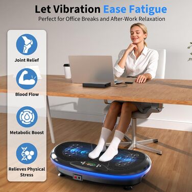 Платформа для вібраційного тренування JOROTO 4D - професійне тренування всього тіла | Сумісна з додатком | Bluetooth-динамік та LED-підсвітка, до 200 кг, для дому