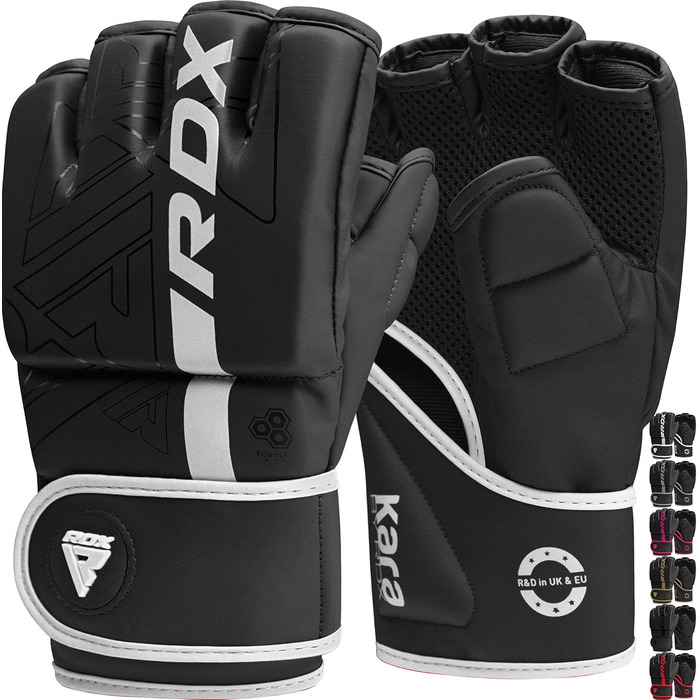 RDX Profi MMA рукавички для тренувань KARA з Maya Hide шкіри, чорні/білі, XL – для боксу, кікбоксингу, муай-тай, спарингу, з ущільненням, чоловічі