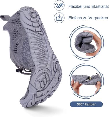 Взуття для бігу Barfuß (Barfußschuhe) жіноче/чоловіче, трейлраннінг, дихаючі, з нульовим перепадом, розмір 43 EU, темно-сіре