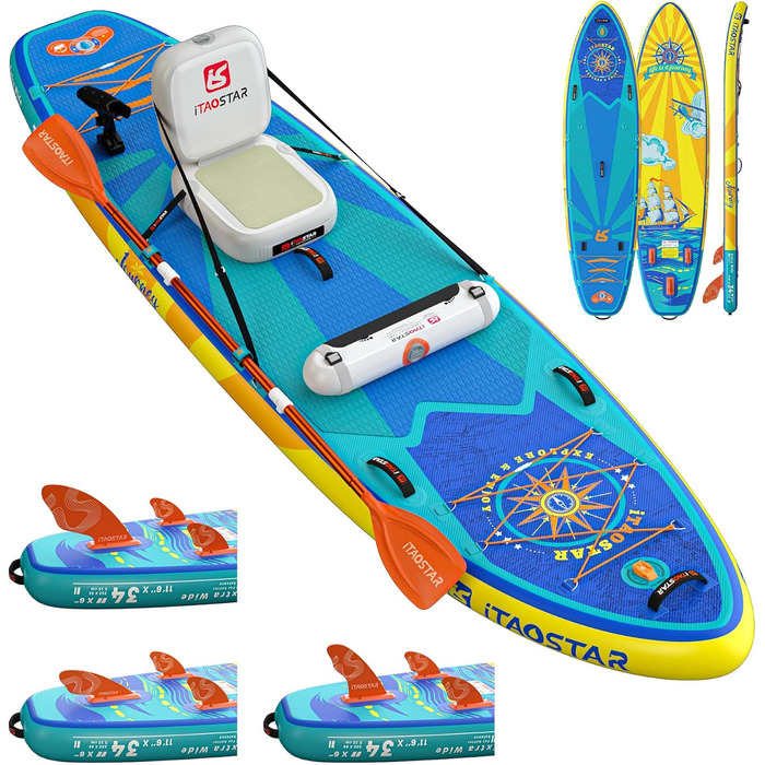 Надувна SUP-дошка iTAOSTAR Journey 86/89 см, широка, комплект аксесуарів, для йоги та початківців