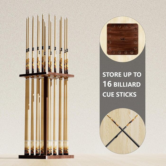 Стенд для більярдних київ (до 16 шт.) з натурального дерева - органайзер для більярдного столу