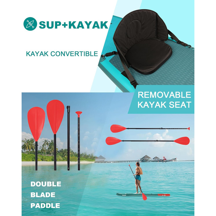 Надувна SUP-дошка Jolldo 320 см з веслом, насосом, рюкзаком, лейшою, водонепроникним кейсом і ремкомплектом, деревне забарвлення