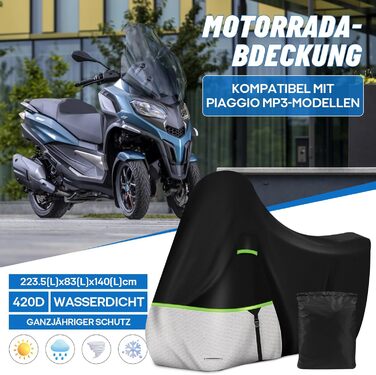 Водонепроникний захисний чохол для моторолика Piaggio Vespa GTS GTV GT 60/300/250/125 (без кофра), матеріал 420D Oxford, зимовий