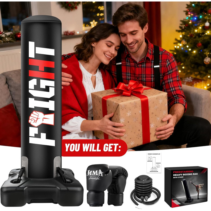 Боксерський мішок стоячий NZQXJXZ 175 см з помпою та рукавичками для боксу, комплект для кікбоксингу, MMA, Муай Тай, домашній спортзал