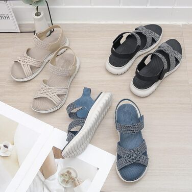 Жіночі сандалії літні для ходьби, відпочинку, спорту та пляжу. Платформа, антиковзаюча підошва, розміри 35-42 EU, колір бежевий. Стиль A