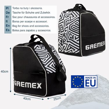 Чохол для лижних черевиків з відділенням для шолома - Водонепроникний рюкзак для лижних черевиків та шолома. Міцний завдяки титановим швам. Зручний для транспортування, подорожей та захисту спорядження. Чорний + Білий