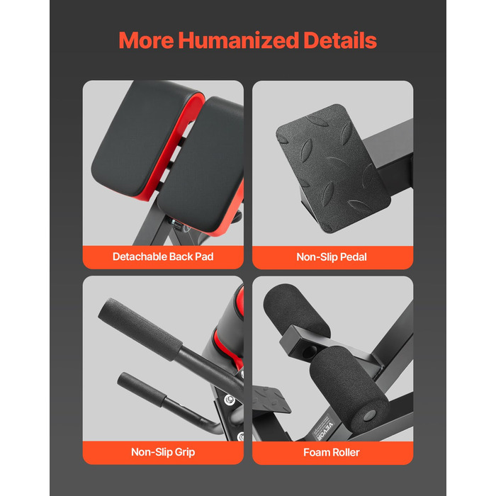 VEVOR римський стул для гіперекстензій, банк гіперекстензій, тренажер для пресу, фітнес-лавка для дому, 136 кг, регульований