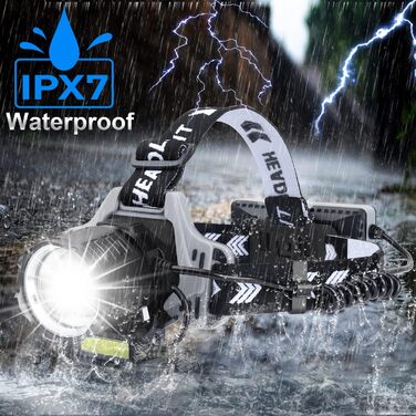 LED налобний ліхтар перезаряджуваний, 100000 люмен, 5 режимів, IPX7 водонепроникність, регульований кут 90°, збільшувальна лінза, для кемпінгу, бігу, туризму, зелений (чорний)