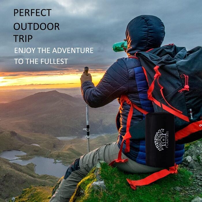 Сплячий мішок 4-сезонний для дорослих та дітей для кемпінгу, походів, відпочинку на природі. Теплий, легкий, водонепроникний з компресійним мішком. Чорний / Сірий