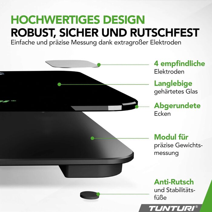 Ваги Tunturi Personenwaage з Bluetooth, аналіз складу тіла, до 180 кг