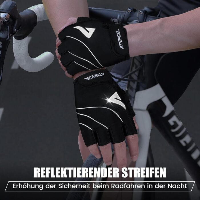 Велосипедні рукавички ATERCEL для чоловіків та жінок, 5 мм SBR-подушка, дихаючі спортивні рукавички, амортизуючі MTB-рукавички, чорний, XL