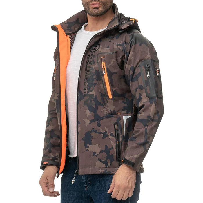 Чоловіча куртка Geographica Norway Softshell, піксельний камуфляж Khaki/Orange, для активного відпочинку та туризму