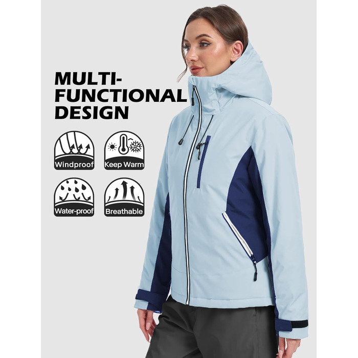 GEYSE Daen: Водонепроникна зимова куртка для сноубордингу та лижного спорту. Тепла куртка з капюшоном, кольори: фіолетовий, помаранчево-фіолетовий, блакитний та темно-синій. Розмір L.