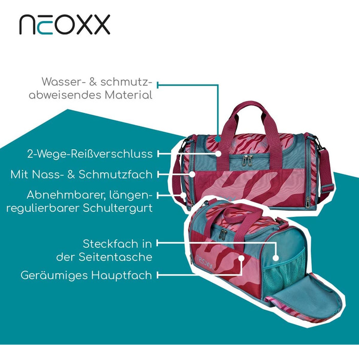 Дитяча спортивна сумка neoxx Berry Vibes з вологим відділенням для дівчат і хлопців, для тренувань, фітнесу, школи та плавання, червона